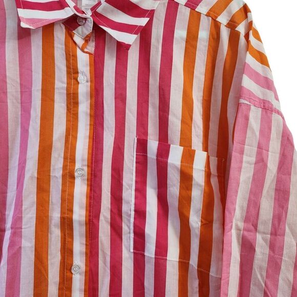 Beach Riot Alexa Top Plus Size 16-22 Striped Button Front Oversized Coverup NWOT - Picture 4 of 9